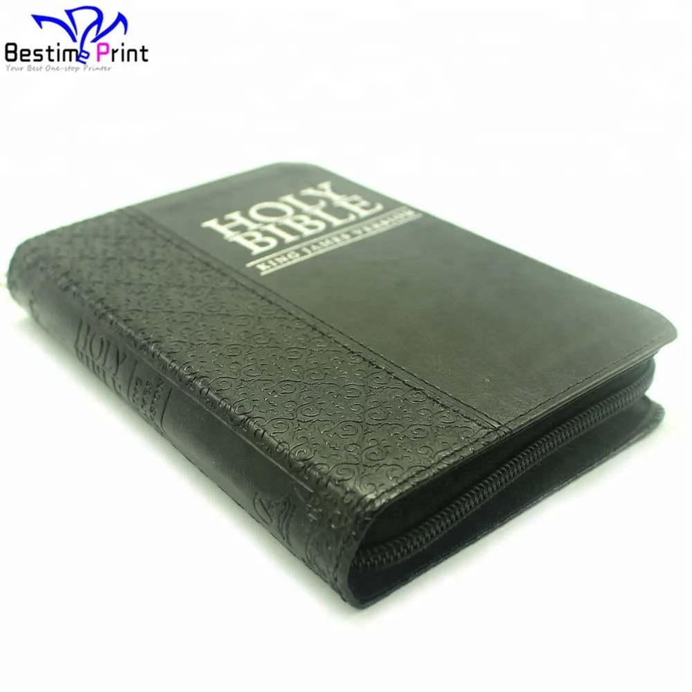 Wholesale Black Leather Cover Christian Bible Book Printing