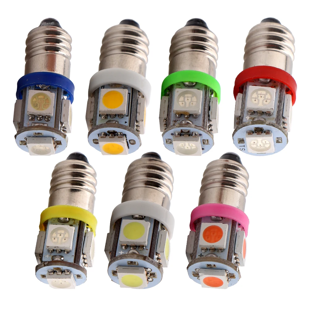 E10 Lamp LED Bulb Light DC6V 6.3V 5050 5SMD Screw for Torch Bike Bicycle Flashlight