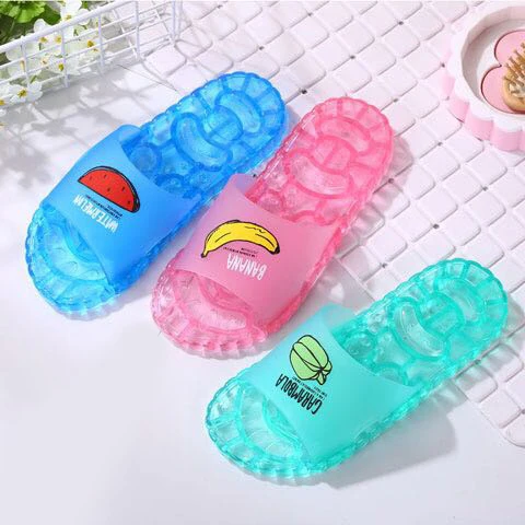 2019 Spring Women&Men PVC Bathroom Slippers Ladies Fruit Transparent Upper Slide Unisex Popular Easily-carried Hotel Slippers