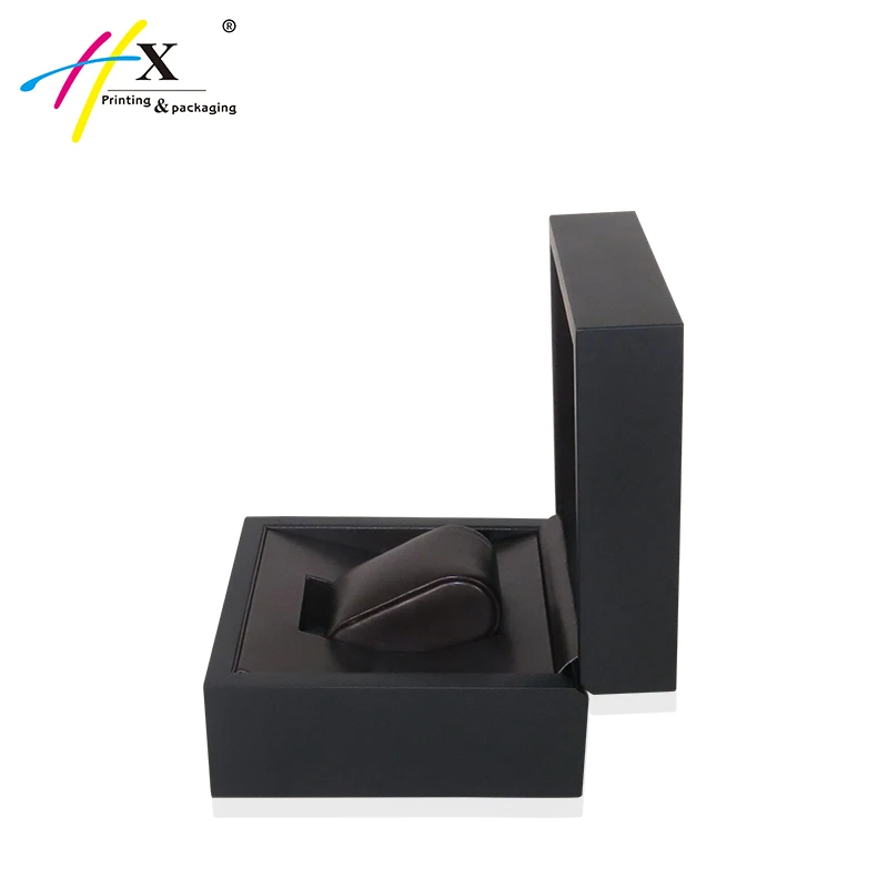 black square watch wood box for large face watches with pocket inside