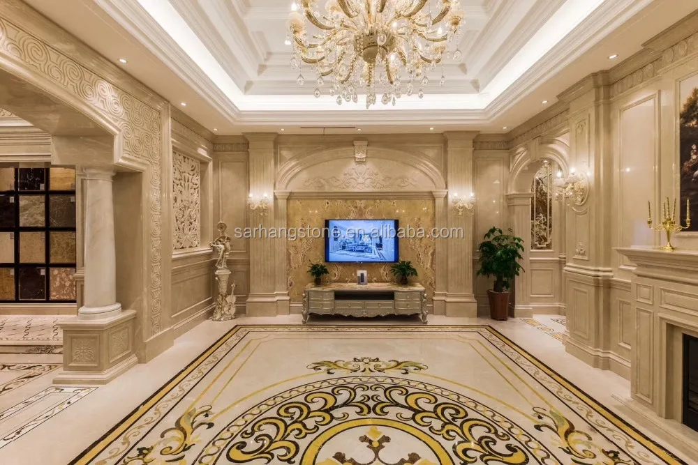 Декоративная Цветочная мраморная плитка waterjet для гостиной, дизайнерская напольная плитка