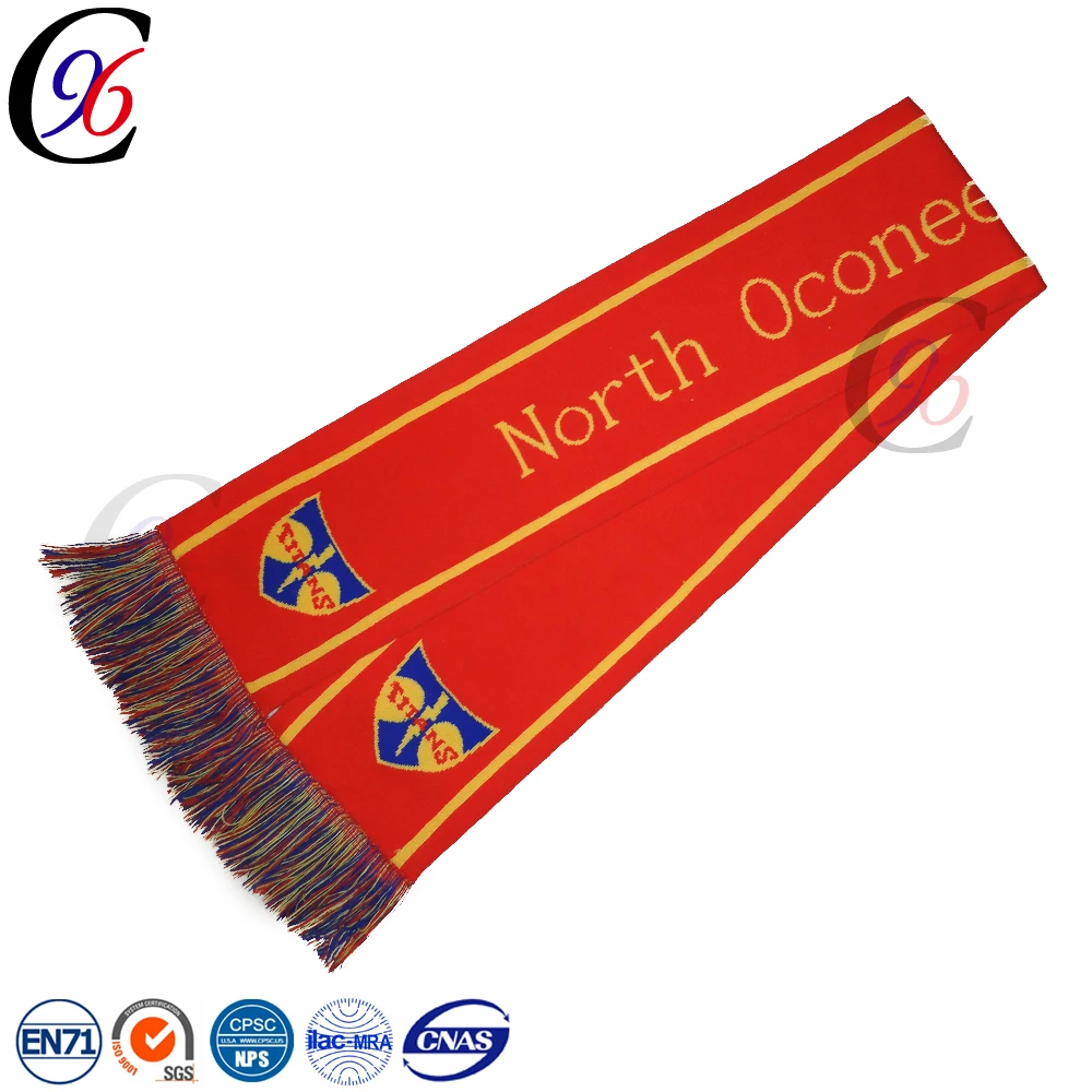 
Chengxing unisex soccer football cheap knitted acrylic printing fan embroidered scarf 