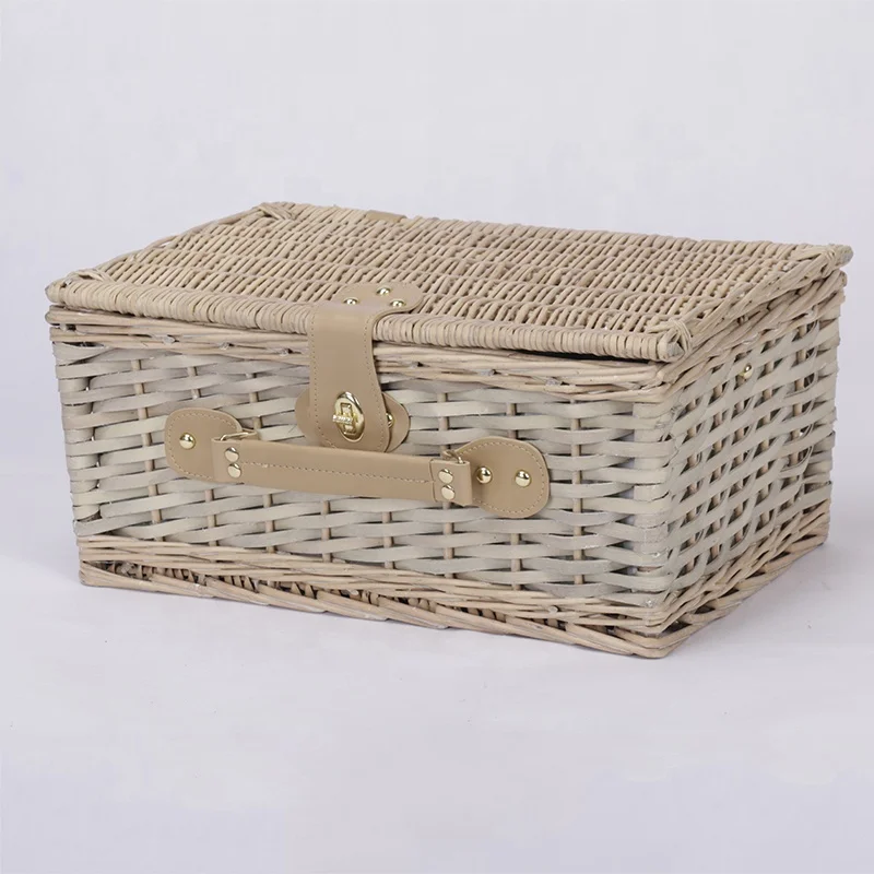 Free Sample Factory Woven  Wicker Picnic Basket With Lid