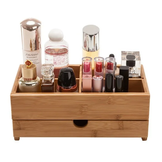 Настольный органайзер для косметики из натурального бамбука