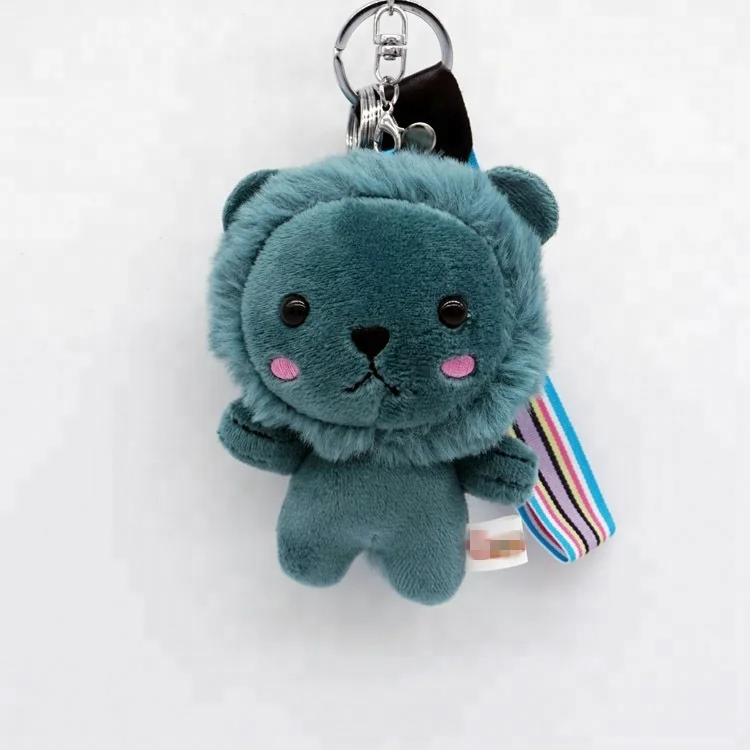12cm different color cute small animal keyring plush lion keychain toy