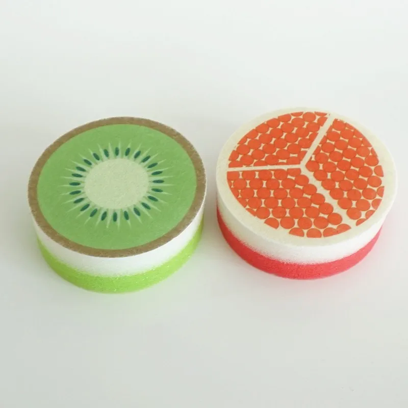 Сверхпрочная губка для кухни с красивым принтом фруктов круглой формы