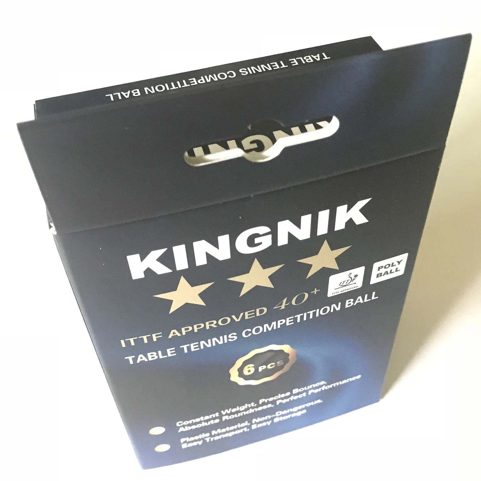 
ITTF approved KINGNIK Premium 3 star 40+ poly table tennis ball (box with hooking hole) 