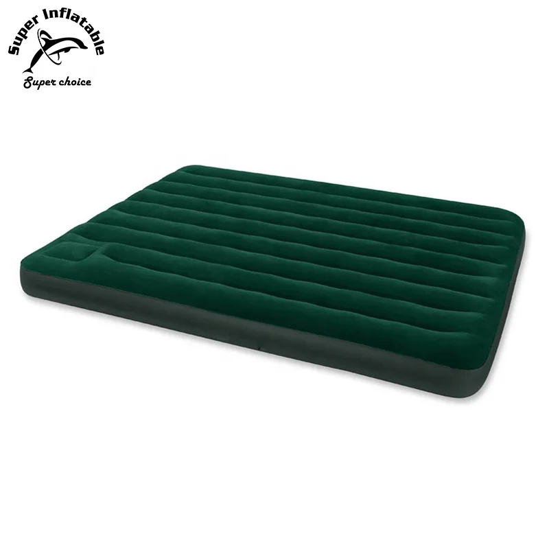 Custom Portable Inflatable Flock Queen Size Air Adult Travel Mattress Bed With Built-in Foot Pump