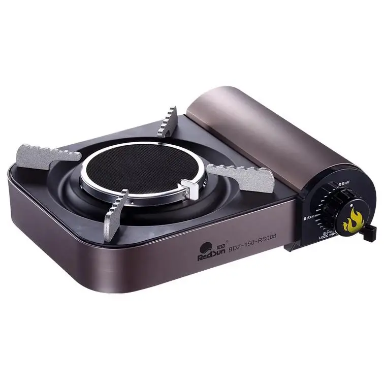 Оптовая продажа с фабрики, низкая цена, инфракрасная портативная газовая плита, энергосберегающая ветрозащитная газовая плита, инструмент для пикника на открытом воздухе, черный алюминий