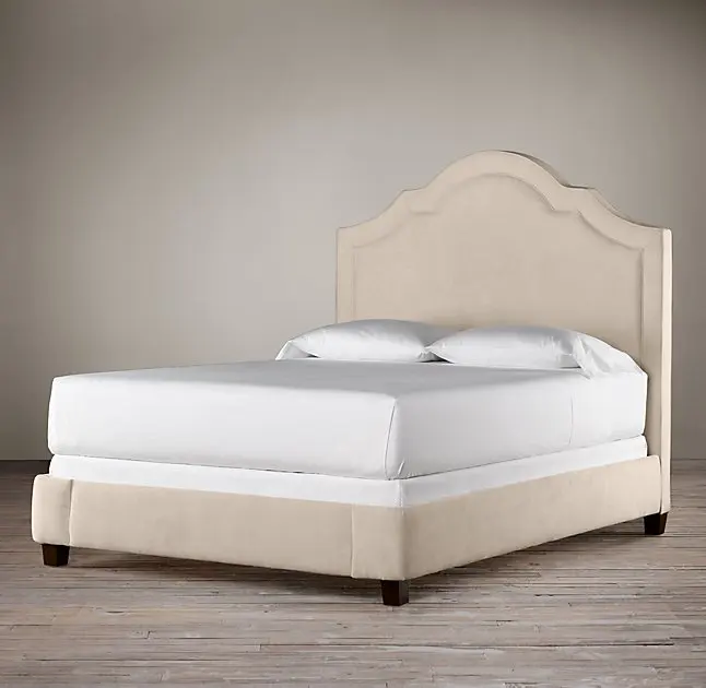China bed making factory wholesale fabric upholstered bed with mattress foundation