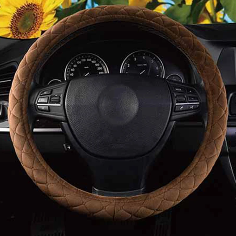 With Stitching Lines Stylish Circular Smooth Steering Wheel Cover Truck