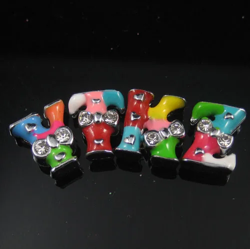 Wholesale High quality metal zinc alloy cute color stranding slide letter
