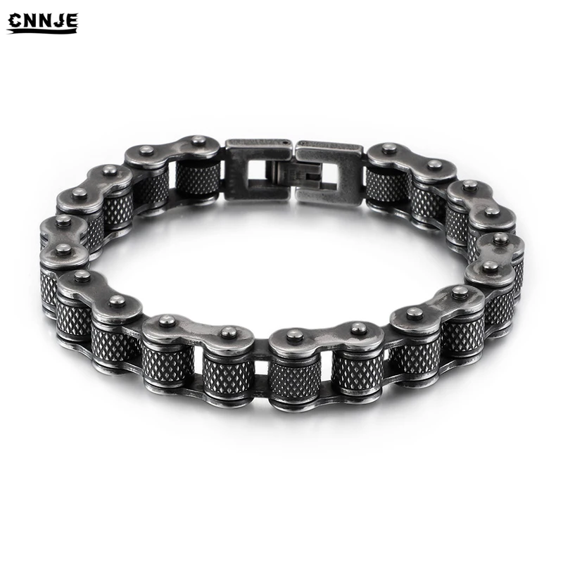Classic Retro Black Bicycle Chain Bracelet Stainless Steel Bracelet Men Punk Jewelry