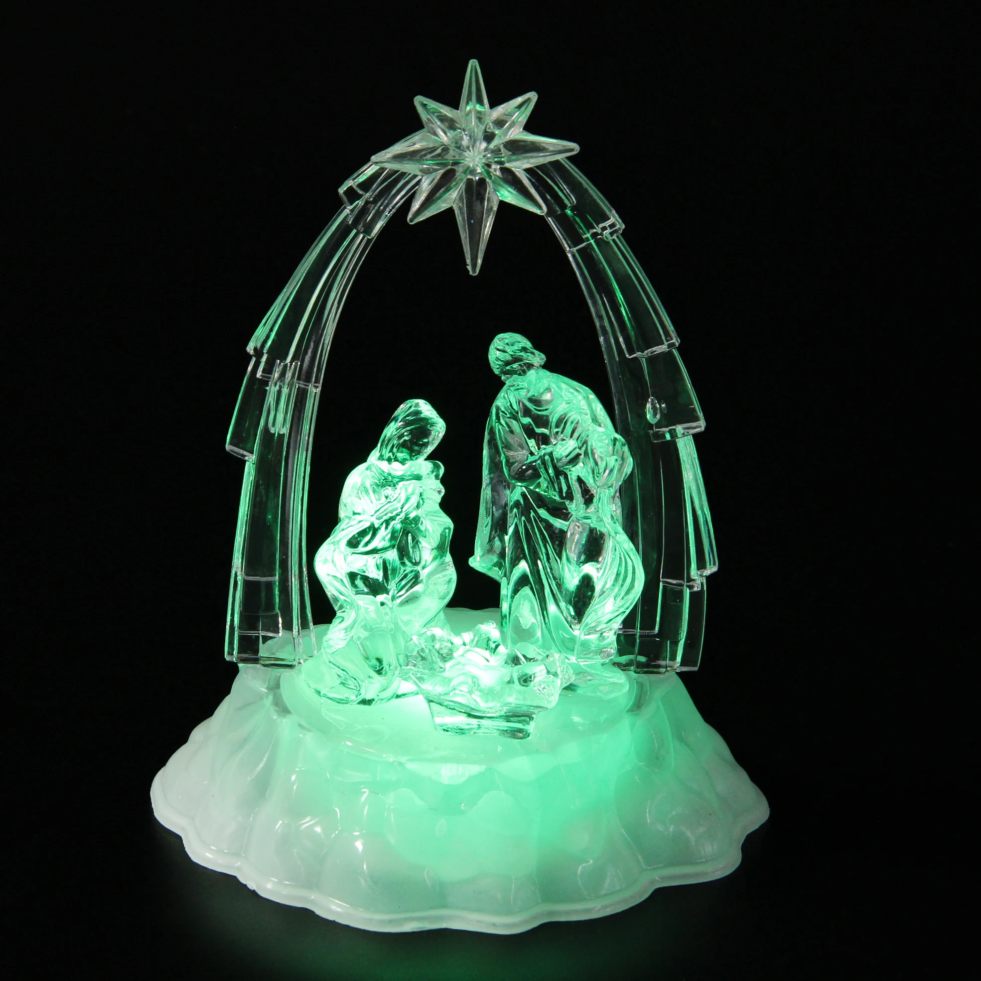 
Holy Family Religious LED light Transparent acrylic craft christmas nativity scene led color changing for led nativity 