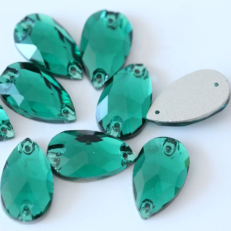 OLeeya Factory Wholesale Popular 3A Glass 10.5*18MM Pear Drop Crystals Teardrop Sew on Rhinestones For Dresses