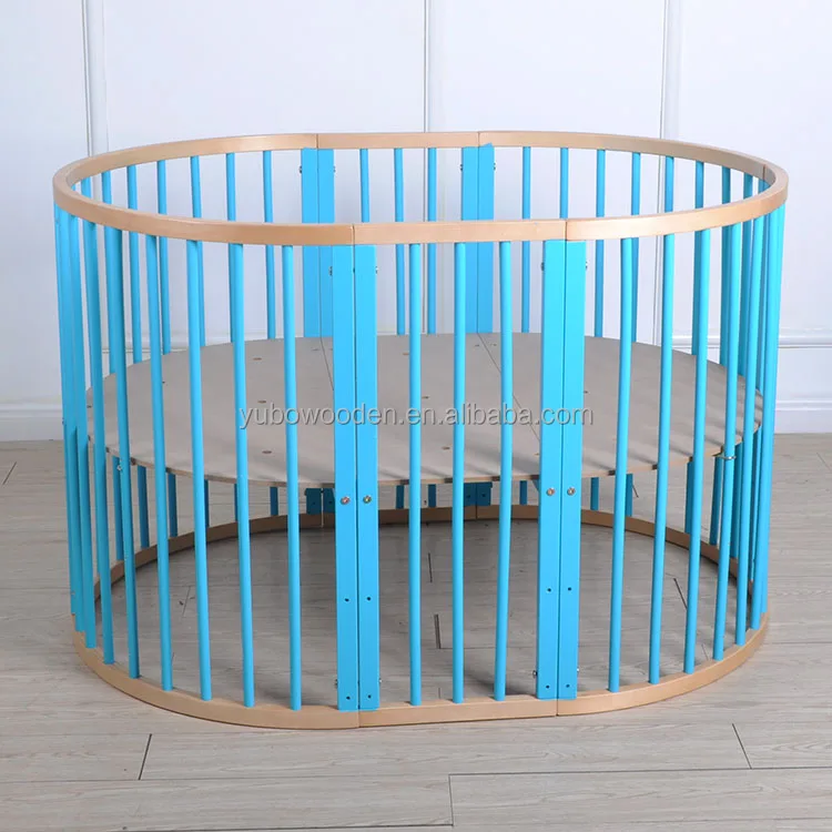 
adjustable wooden baby oval playpen in blue dealer 