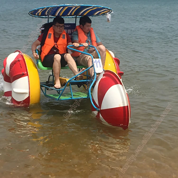 Cheap water sport antirust 3 big wheels water tricycle electric sea bike for sale