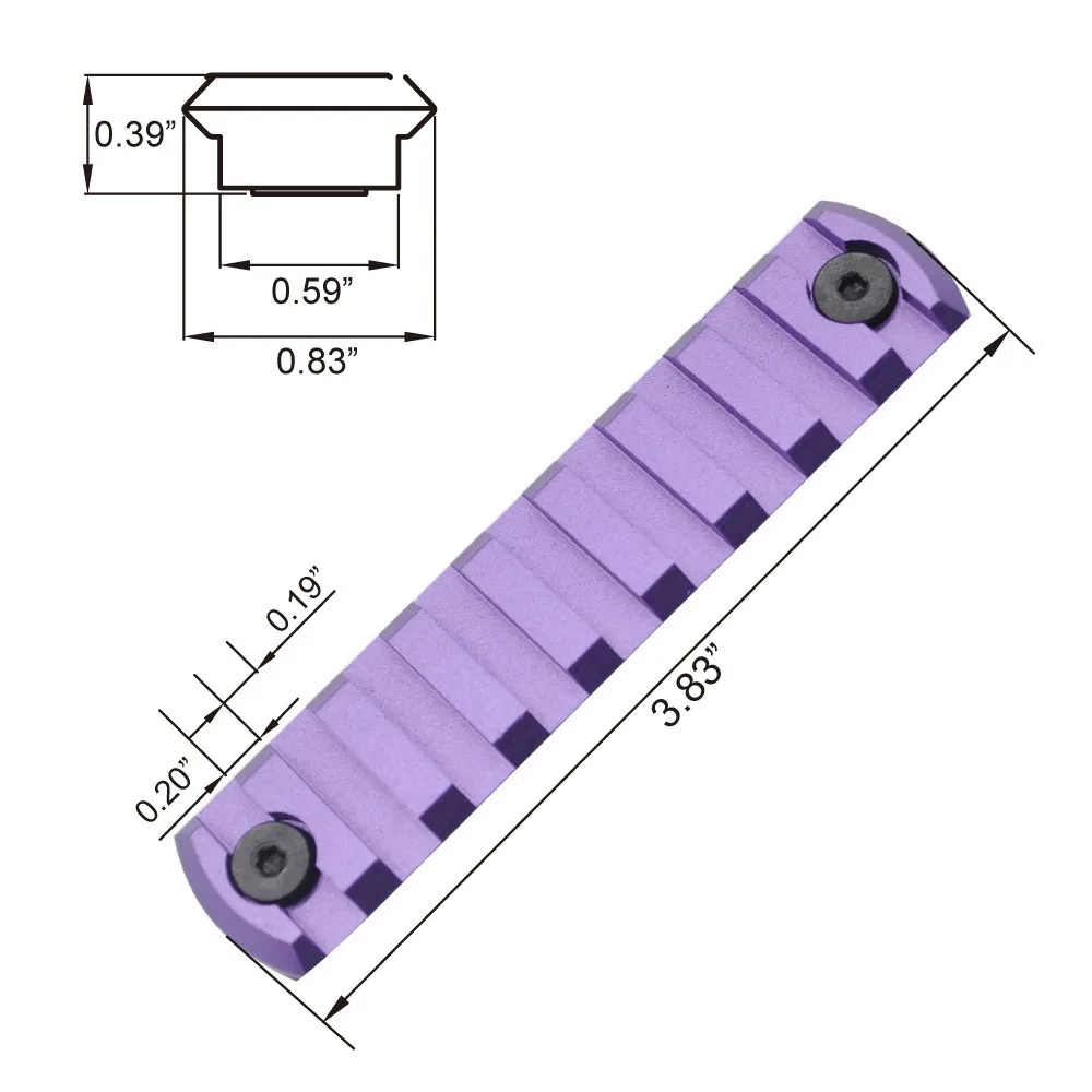 
9 slots 3.83' Purple CNC Aluminum picatinny Rail for AR15 KeyMod Handguard rail ar-15 System 