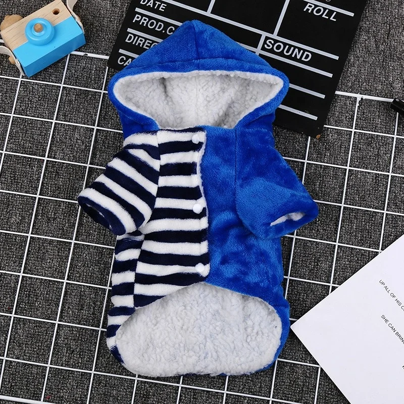 hree-color wool two-leg  hooded knit pet clothes acrylic knitting colorful dog coat