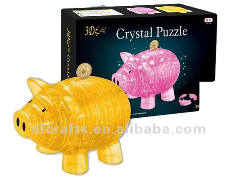 3D пазл со стразами в виде смешной свиньи