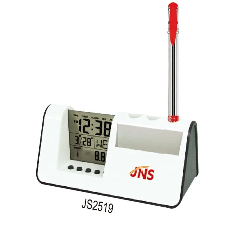 Factory Direct Supply OEM/ODM Wholesale Fm Radio Digital Clock LED, Clock Pen Holder
