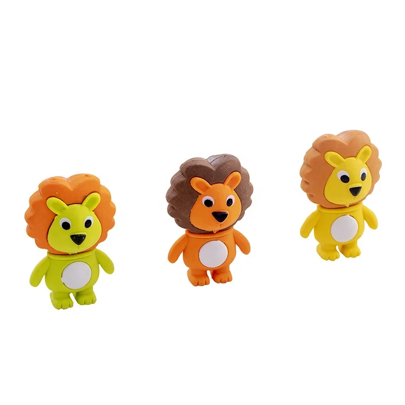 Cartoon Kawaii 3D Little lion Creative Natural Rubber Pencil Eraser
