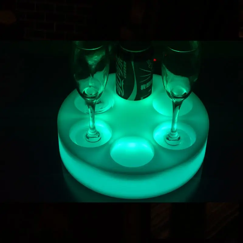 Light up floating led drink holder tray