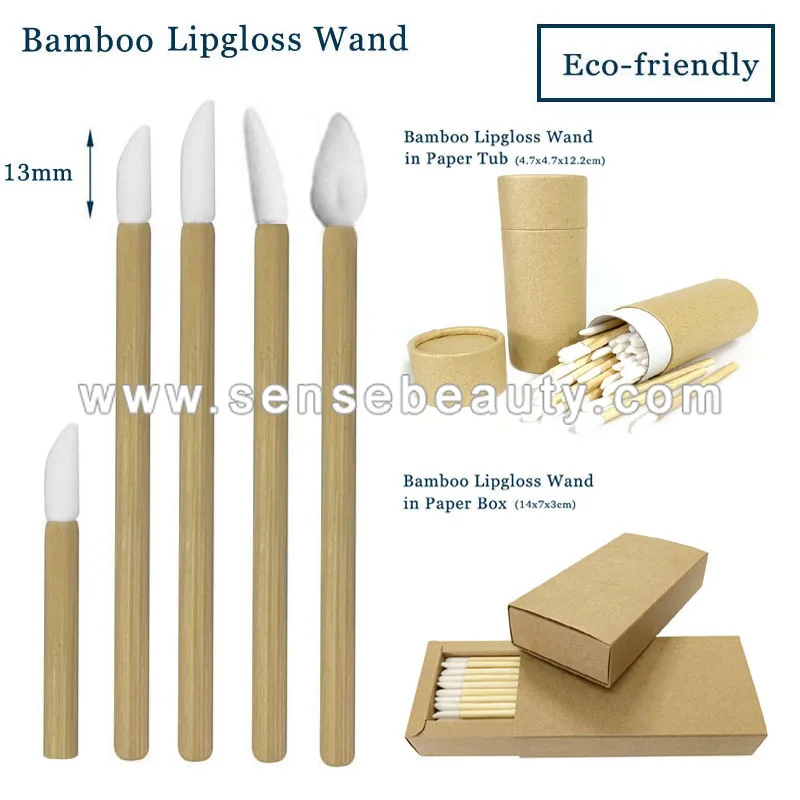 
Eco-friendly Wooden Bamboo Handle Disposable Lip Gloss Wand Eyelash Extension Lint-free Applicator 