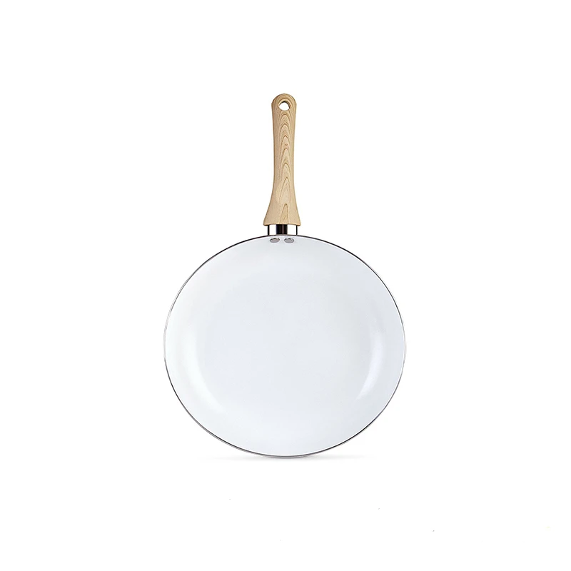 24cm Wood Grain Handle Ceramic Nonstick Fry Pan Cookware