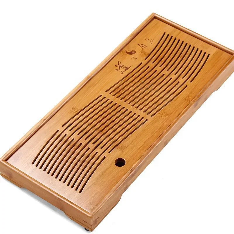 Tasteful Bamboo Japanese/Chinese Gongfu Tea Table, Serving Tray Box Reservoir & Drainage Type for Teahouse Home Office