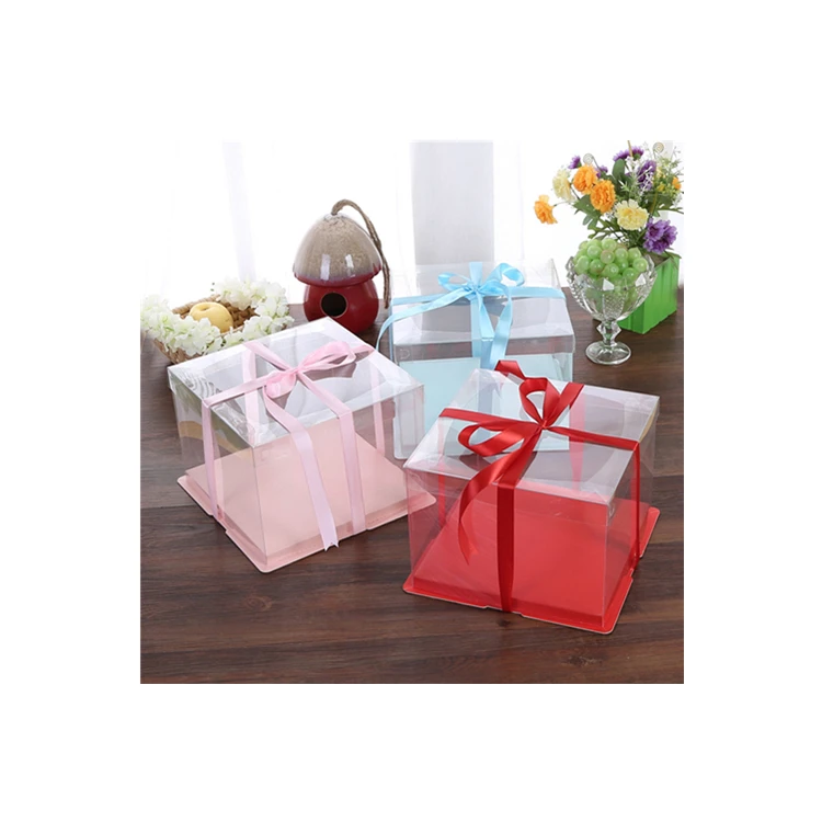 
Slice Pvc Disposable Transparent Acrylic Clamshell Square Cupcake Clear Plastic Box Cake 