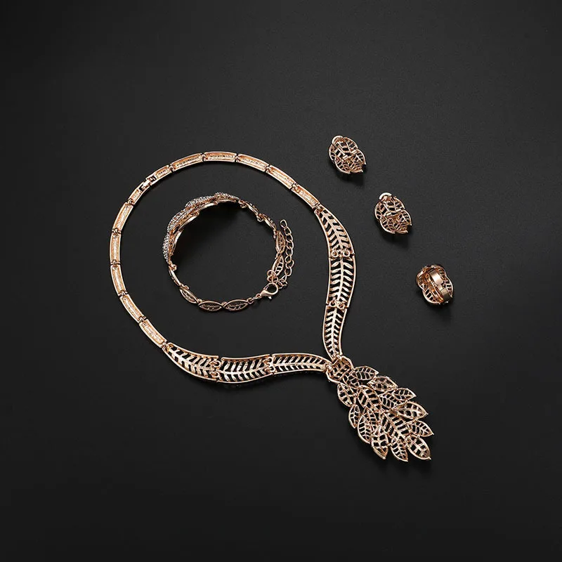 China India style fashion Luxury jewelry plated earring necklace sets fine dubai jewelry sets gold jewelry set women