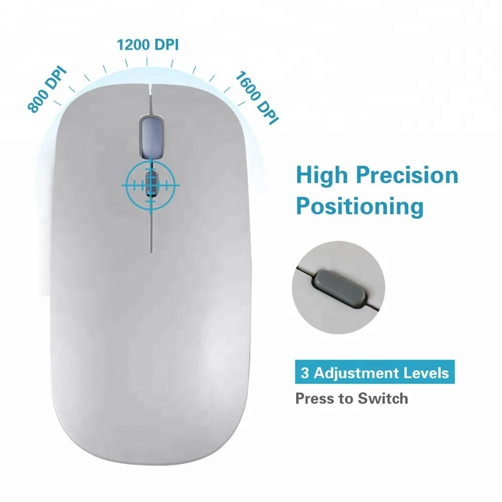 
Cheap Rechargeable Silent Wireless Mouse 1600 DPI Slim For Computer Office 