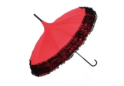 Colorful Fashion Pagoda Lace Umbrella Long Handle Outdoor Lady Sun Rain Parasol