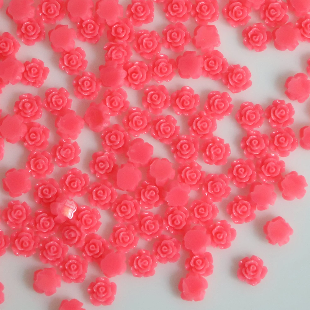 
DIY Handcrafted Mixed Resin Rose Flowers Flat Base Resin Flower Cabochons Jewelry Beads Embellishments 7MM 