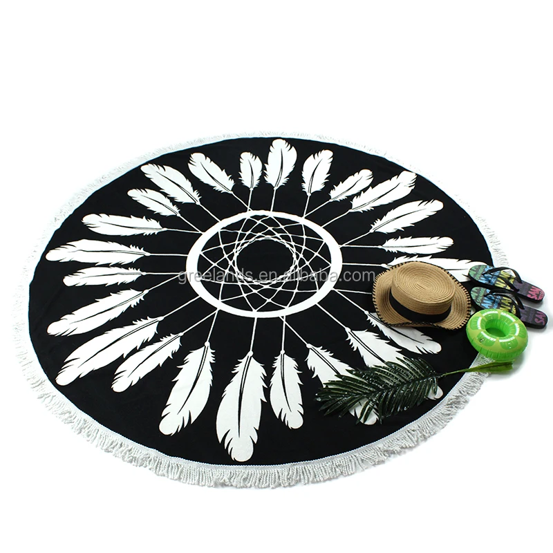 Sand Repellent Beach Blanket Beach Mandala Towels Picnic Blanket , Round Towel For Yoga Exercise Fitness Pilates Home Gym Train