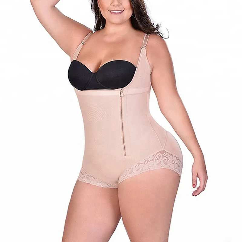 6380 Plus Size Ladies Zipped Full Body Shaper Women  Corset Adjustable Bra Waist Trainer Fajas Slimming Shapewear Bodysuit