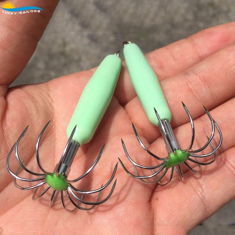 Luminous Fishing Squid Jigs  Hard Fishing Lures Fishing Hook 35g Popular for Squid