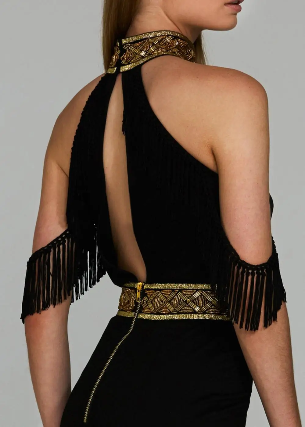 Sleeve Tassels The Metal Copper Tube And Bead bandage dresses plus size sexy dress women 2019 robes women evening dress