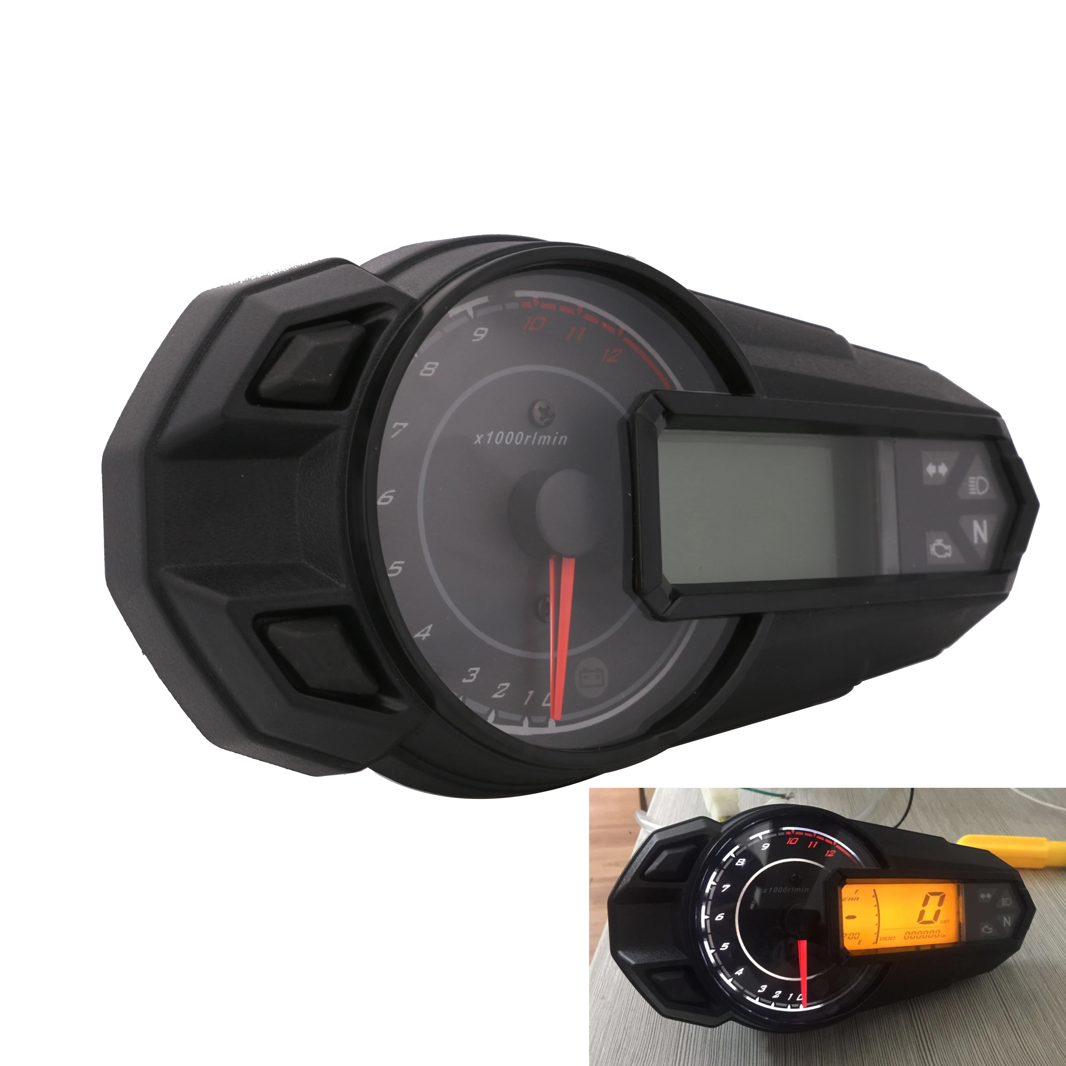 
2018 New LED Backlight Motorcycle Speedometer Odometer Tachometer Kmh MUniversal Motorcycle Speedometer Sensor 12000RPH 