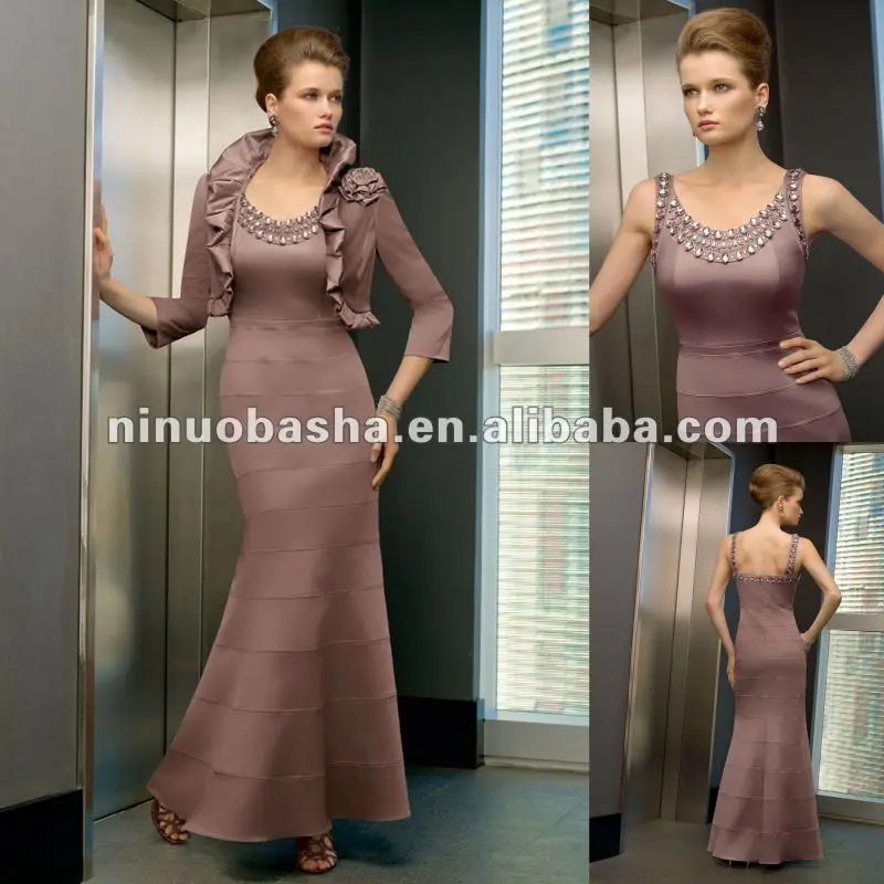
Round Neck Satin With Beading Detail Mother of Bride Dresses 