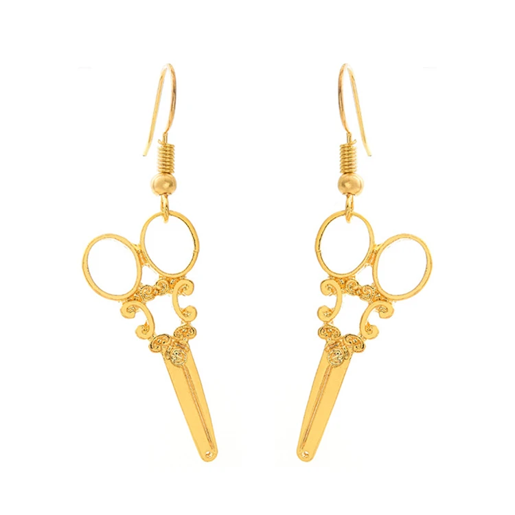 2017 Latest Jewelry Design Gold Plated Scissors Earrings