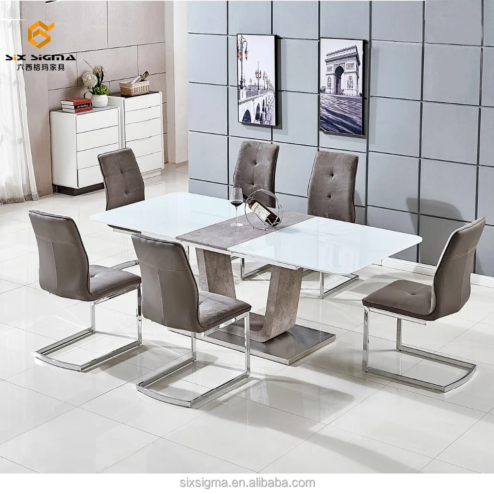 Горячая Распродажа, белые итальянские наборы из закаленного стекла MDF для столовой