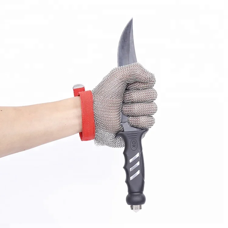 ANSI level 9 Manufacturer directly supply stainless steel chainmail mesh  cutting proof safety hand gloves for cooking