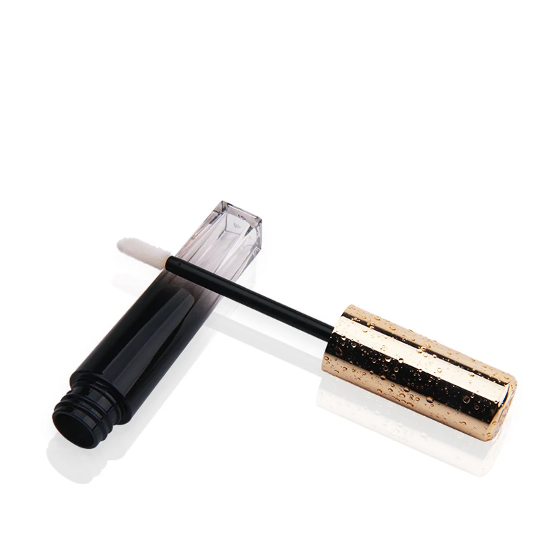 Круглая Золотая блестящая крышка, черная градиентная трубка для блеска для губ, трубка для блеска для губ