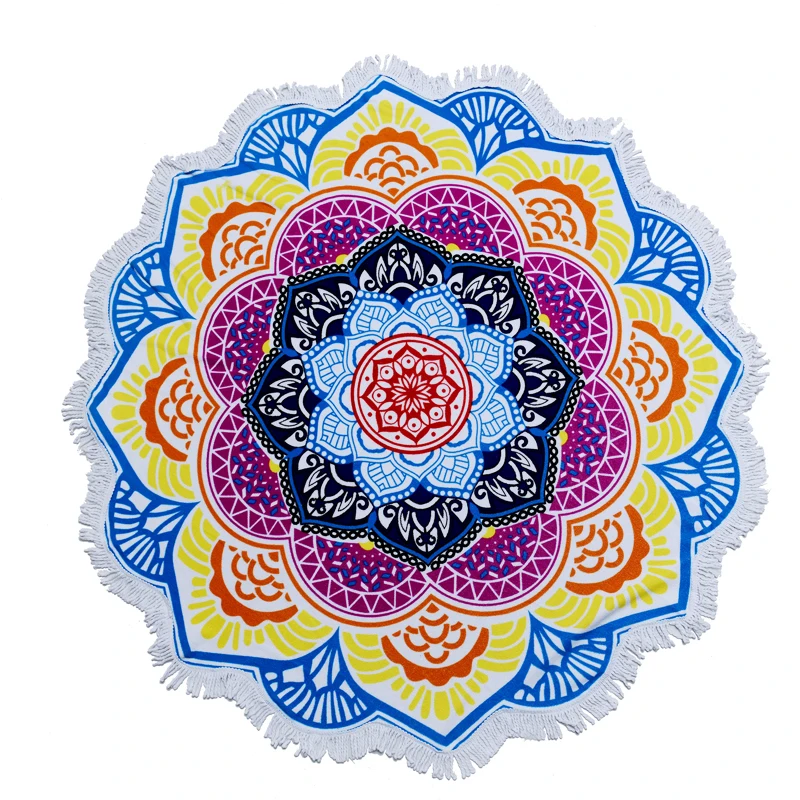 Круглое пляжное полотенце хорошего качества из хлопка в богемном стиле для улицы