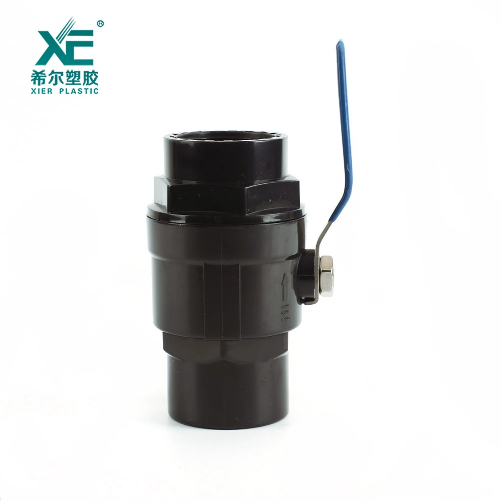 Top quality pvc black body stainless steel handle 2 piece ball valve