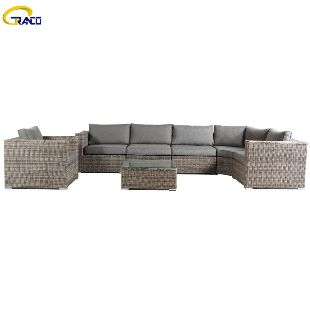 
Promotion leisure outdoor rattan garden furniture 6 seater elegant european furniture garden sofa set 