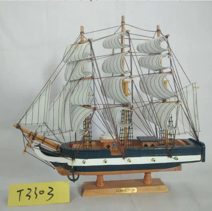 Mettle New Arrival Length 33 CM Promotional Handmade Wooden Craft Sailboat Ship Model