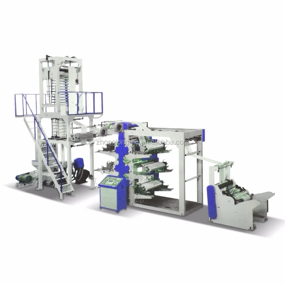 
PE blown film extruder line with double color flexo printer 
